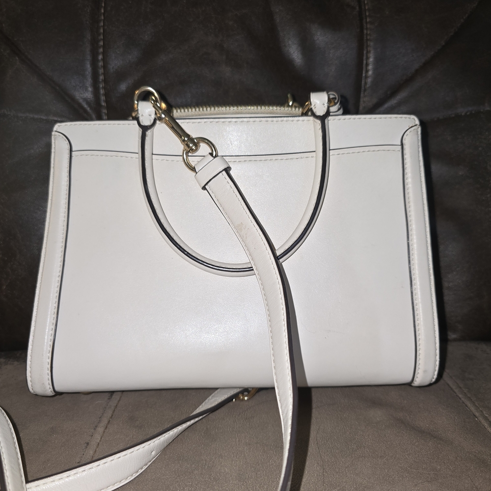 Coach Off-White Leather Satchel with Gold Accents - Picture 3 of 5